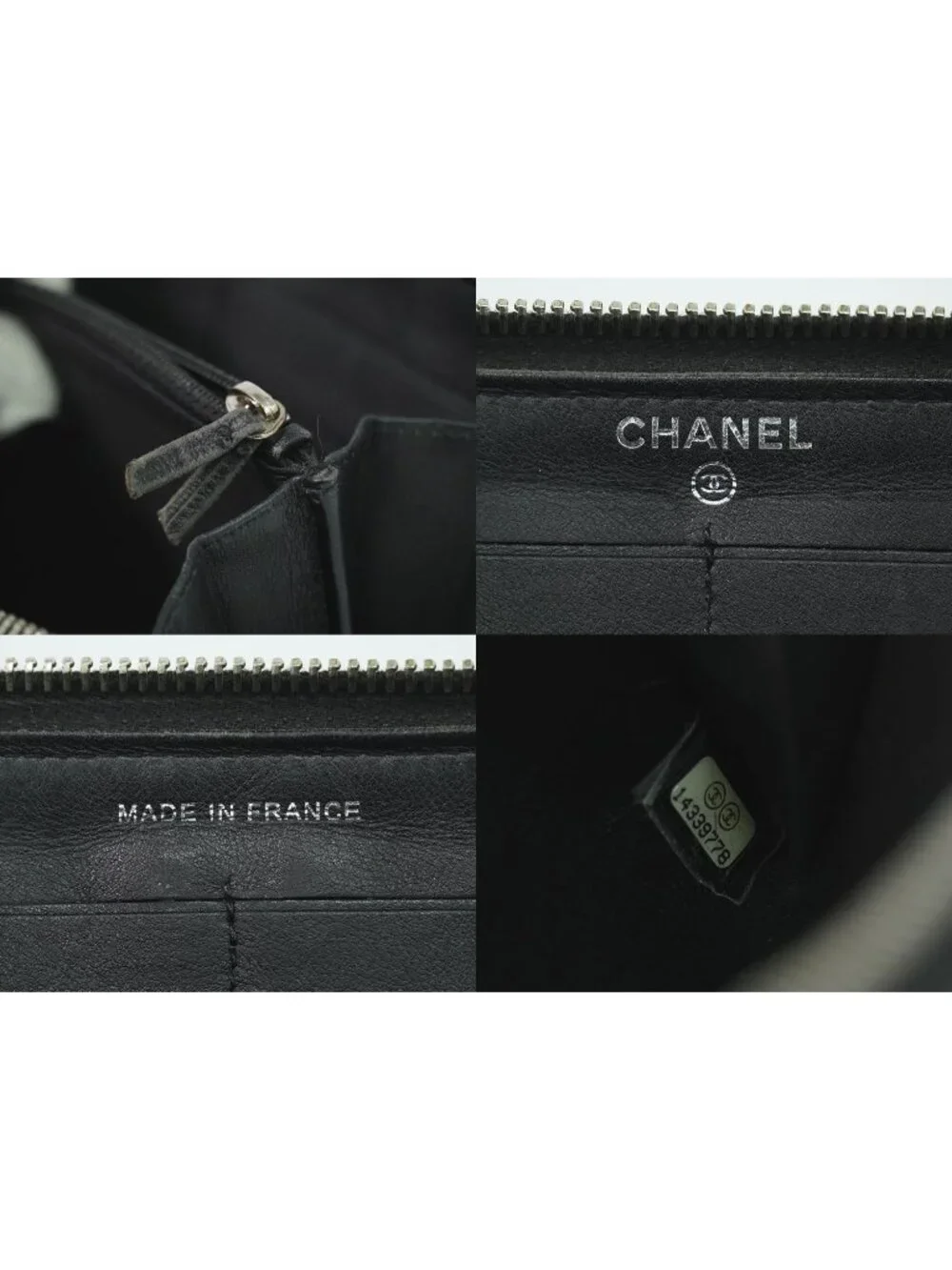 Chanel CC Logo Quilted Round Zip Wallet Patent Leather Black